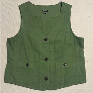 J. Crew Olive Green Sleeveless Button Vest